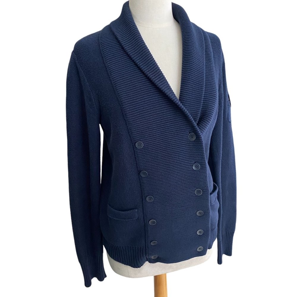 J Crew Heritage Sweater Blazer Blue Academia Nautical Old Money Grandpa Preppy-L